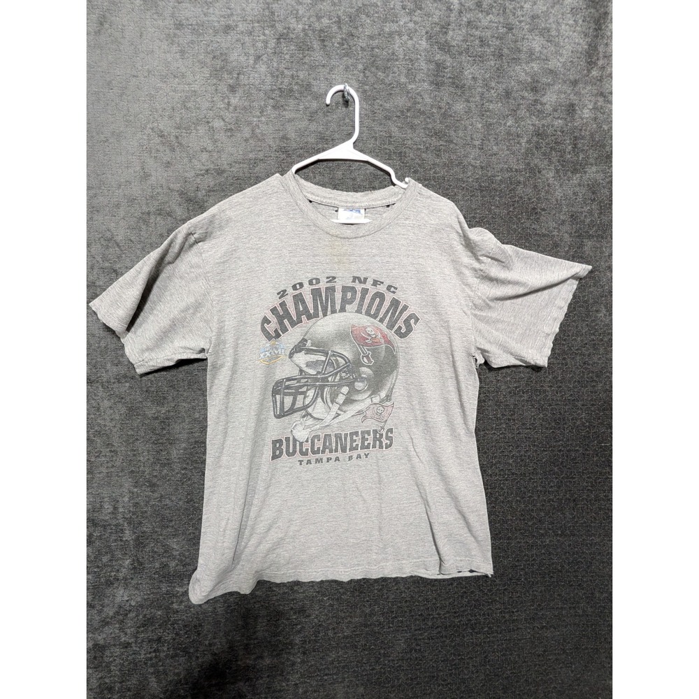 Vintage 2002 NFC Champions Tampa Bay Buccaneers T-Shirt CSA Gray XL Distressed